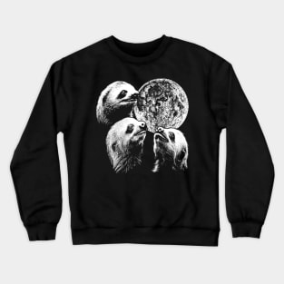 3 Sloth Moon Howling Raccoon Head Funny Wolf Crewneck Sweatshirt